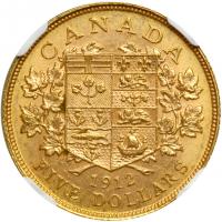 Canada. 5 Dollars, 1912. NGC MS63 - 2