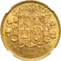 Canada. 10 Dollars, 1912. NGC MS63 - 2