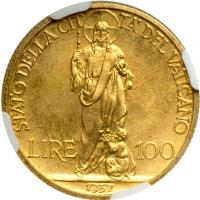 Italian States - Papal/Roman States. 100 Lire, 1937. NGC MS65 - 2