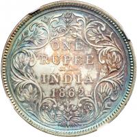 India - British. Rupee, 1862 (C). NGC MS63 - 2