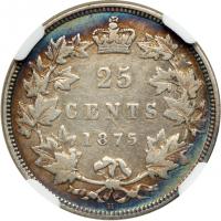 Canada. 25 Cents, 1875-H. NGC F12 - 2