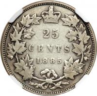 Canada. 25 Cents, 1885. NGC F12 - 2