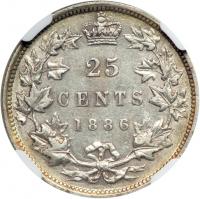 Canada. 25 Cents, 1886/3. NGC EF45 - 2