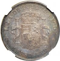 Puerto Rico. Peso, 1895-PGV. NGC MS61 - 2