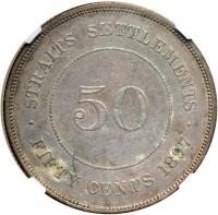 Straits Settlements. 50 Cents, 1897-H. NGC EF45 - 2