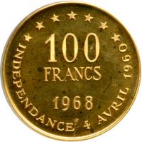 Sénégal. 100 Francs, 1968. PCGS PF68 - 2