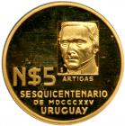 Uruguay. 5 Nuevos Peos, 1975-So. NGC PF64