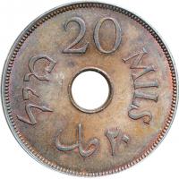 Palestine. 20 Mils, 1942. PCGS MS64 - 2