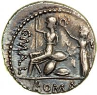 C. Poblicius Malleolus, moneyer. AR Denarius minted at Rome, c. 96 BC. EF - 2