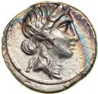 Julius Caesar. AR Denarius minted in North Africa, 47-46 BC. EF