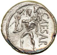 Julius Caesar. AR Denarius minted in North Africa, 47-46 BC. EF - 2