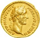 Antoninus Pius, AD 138-161. Gold Aureus (7.28g) minted at Rome, AD 158-159. VF