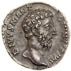 Divus Marcus Aurelius, deified AD 180. AR Denarius minted at Rome, AD 180. EF