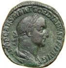 Gordian I, AD 238. AE Sestertius minted at Rome, 22 March-12 April AD 238. VF