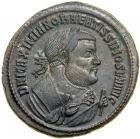 Maximianus, post-abdication coinage. Billon Follis minted at Ticinum, AD 305-306. EF