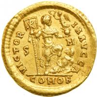 Theodosius I, AD 379-395. Gold Solidus (4.43g) minted at Sirmium, AD 393-395. VF - 2