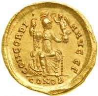 Arcadius, AD 383-408. Gold Solidus (4.41g) minted in Constantinople, c. AD 395-402. EF - 2