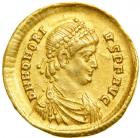 Honorius, AD 393-423. Gold Solidus (4.43g) minted at Sirmium, AD 393-395. VF