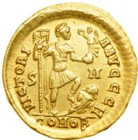 Honorius, AD 393-423. Gold Solidus (4.43g) minted at Sirmium, AD 393-395. VF - 2