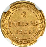 Newfoundland. 2 Dollars, 1865. NGC AU55 - 2