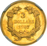 1867 $3 Gold. NGC PF60 - 2