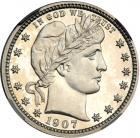 1907 Barber Quarter Dollar. NGC PF67