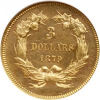 1879 $3 Gold. NGC MS63 - 2