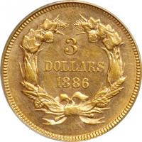 1886 $3 Gold. PCGS MS62 - 2