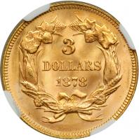 1878 $3 Gold. NGC MS66 - 2