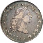 1795 Flowing Hair Dollar. 3 leaves beneath each wing. PCGS EF40