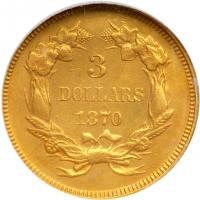 1870 $3 Gold - 2