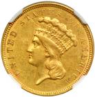 1854-O $3 Gold. NGC AU55