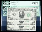 1934-A, $20 Federal Reserve Notes. Consecutive Group of Three. PCGS Gem New 65PPQ