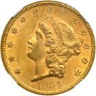 1854 $20 Liberty. Large date. NGC MS61