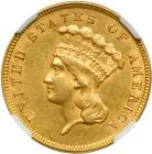 1860 $3 Gold. NGC AU58