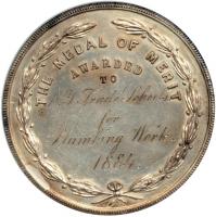 1884-Dated, American Institute Award Medal for N.Y Trade Schools. NGC Uncirculated Details. - 2