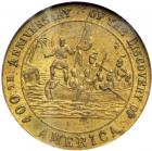 Set of 2: (1892-93) Eglit-4 in Copper & Brass. Columbus Bust/Landing Scene. NGC MS64BN & MS-63