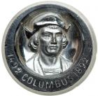 Unusual 1892 Columbus Bust Uniface Medal on Polished Black Glass. Eglit-57