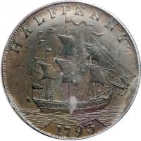 1793/2 Washington Ship Halfpenny with Lettered Edge Breen-1225. PCGS AU58 - 2