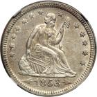 1853 Liberty Seated Quarter Dollar. Arrows and rays. NGC AU55