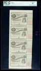 Baton Rouge, LA - State of Louisiana "Baby" Bonds Uncut Sheet of Four. Cr. 29 $5 1874. PCGS Extremely Fine 45