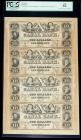 New Orleans, LA - New Orleans Canal & Banking Co. Uncut Remainder Sheet of Four. $10-10-10-10. PCGS New 62