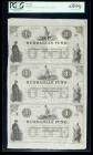 New York, NY - Hungarian Fund Uncut Sheet of Three. $1-1-1 Feb. 2, 1852. PCGS Choice New 63PPQ