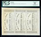 Richmond, VA - City of Richmond Uncut Sheet of Three. 75¢ Apr. 14, 1862. PCGS About New 53 Apparent