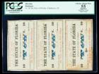 Tallahassee, FL - State of Florida Cr. 30 Uncut Strip of Three 10¢ Feb. 2, 1863. PCGS Choice About New 55 Apparent