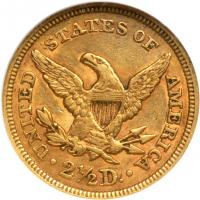 1861 $2.50 Liberty. Old reverse. NGC AU55 - 2