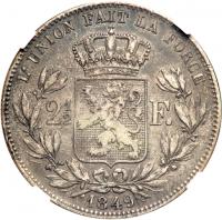 Belgium. 2 ½ Francs, 1849. NGC VF30 - 2