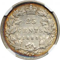 Canada. 25 Cents, 1880-H. NGC VF20 - 2