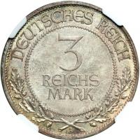 Germany. 3 Reichsmark, 1926-A. NGC MS63 - 2