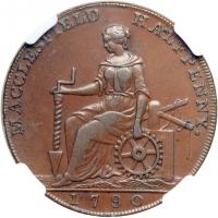 Great Britain-Cheshire. Halfpenny, 1790. NGC AU55 - 2